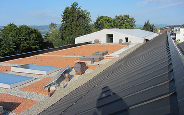 <strong>Flachbedachung</strong> Halle Wirz Uetikon<br /> mit spezieller Dachlandschaft